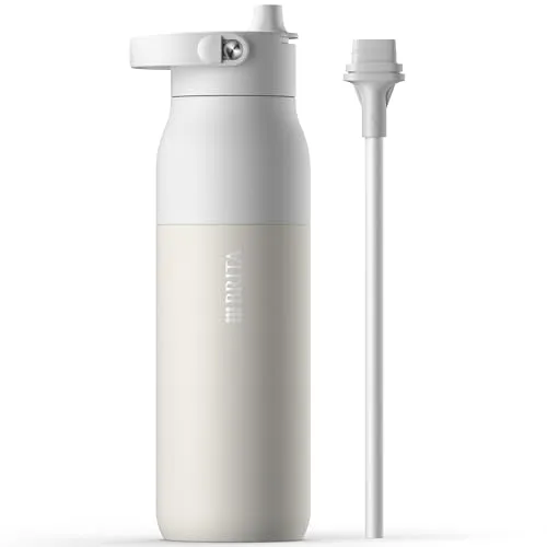 BRITA LARQ Essential Trinkflasche 1L - Trinkflasche aus Edelstahl mit doppelwandiger Isolation, hält Wasser 24h kalt und ist spülmaschinengeeignet. Ideal für nachhaltige Hydration und umweltbewusstes Leben.