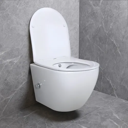 Spülrandloses Taharet Dusch WC mit Armatur und Sitz - WCs mit Bidet-Funktion, spülrandlos für einfache Reinigung und moderne Hygiene