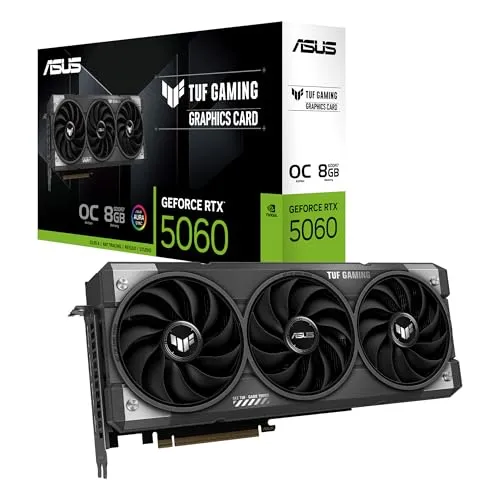 GeForce RTX 5060 TUF GAMING OC 8GB - Hochleistungs-Grafikkarte - Grafikkarten mit NVIDIA GeForce RTX 5060, 8 GB GDDR7, ideal für Gaming und kreative Anwendungen, unterstützt DLSS 4 für beeindruckende Grafikqualität.