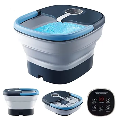 STEINBORG Fußbad SB-1061 – Zusammenklappbar mit Massagefunktion - Fußsprudelbad mit Fernbedienung, Aufheizfunktion und 24 Shiatsu-Rollen für eine entspannende Massage der Fußreflexzonen. Ideal für Wellness zu Hause!