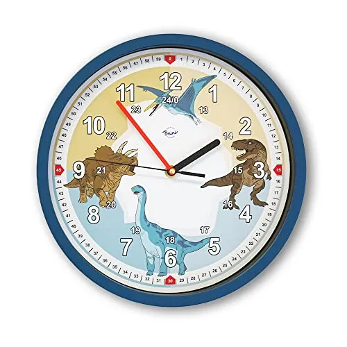Bruni Dinosaurier Kinderwanduhr in blau von Bruni