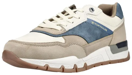 TOM TAILOR Sneaker aus Lederimitat/Textil in Beige (Größe 43) - Bequeme Sneaker im Casual-Stil aus hochwertigem Lederimitat und Textil, ideal für den Alltag. Mit schnürbarem Verschluss und runder Schuhspitze für optimalen Tragekomfort.