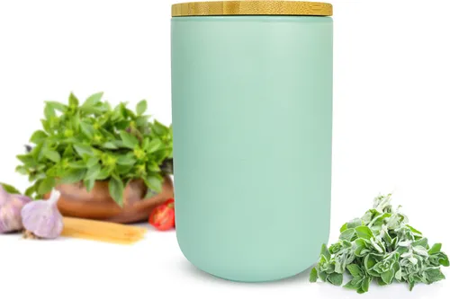 Vorratsdose mit Holzdeckel Keramik Türkis Vorratsbehälter Keramikdose Dose