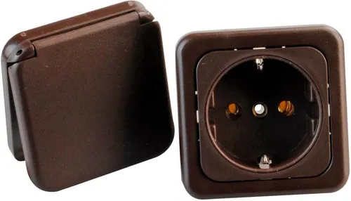 Inprojal System 10.000 Schuko Steckdose mit Klappdeckel und Rahmen - Steckdosen & Zubehör, kompakte 60 x 60 mm Außenmaße, ideal für den Innenausbau in Wohnwagen und für platzsparende Installationen.