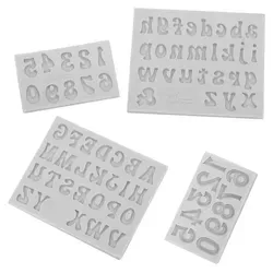 3D Gießform Set Buchstaben Zahlen Silikon Kuchenformen Grau 4-teilig