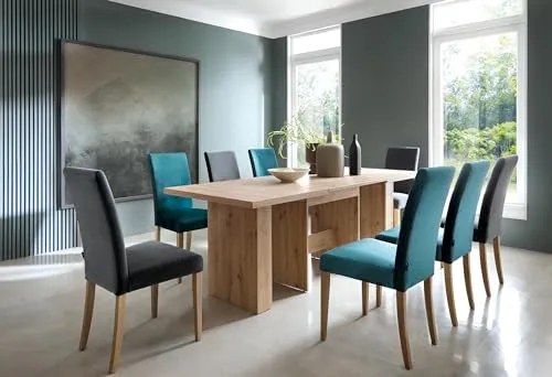 Ausziehbarer Design Esstisch WM-999 Eiche Riviera 140 - 300 cm - Tische & Stehtische: Moderner Esstisch aus Holzwerkstoff, ausziehbar von 140 auf 300 cm - ideal für große Familienfeste und gesellige Abende!