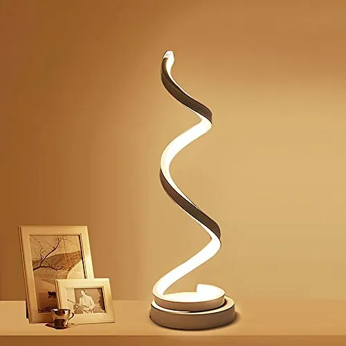 ELINKUME LED Tischlampe Warm Weiß Tischleuchte Augenschutz Schreibtischlampe mit Lampenschirm Nachttischlampe Geeignet für Büro, Kinder Schlafzimmer, Wohnzimmer(20W) (Spiral)