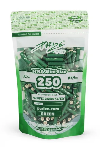 PURIZE Filter XTRA Slim Size 6mm Aktivkohlefilter grün von Purize