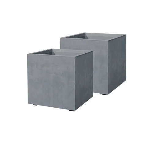 Kreher Pflanzkübel 'Millennium' aus Kunststoff 40 Liter, eckig, 2 Stück (Farbe wählbar)