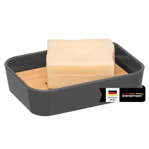 bremermann Seifenschale Calvi aus Bambus und Kunststoff // Seifenhalter für Stückseife (grau)