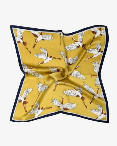 MayTree Seidentuch quadratisch Kranich 53x53, 100% Seide von MayTree