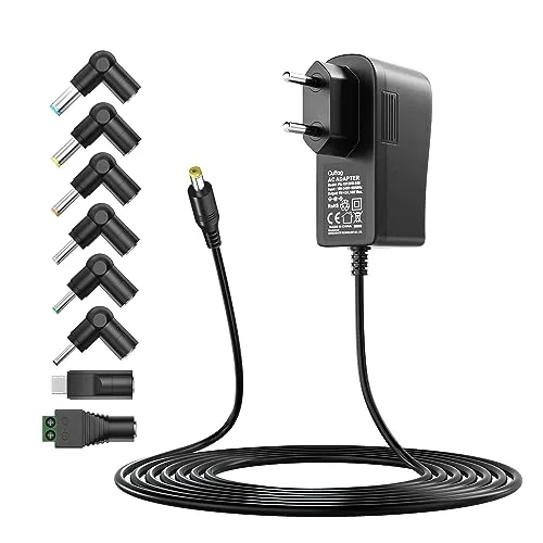 Outtag 10W 5V2A Netzteil Ladegerät Universal Adapterstecker 7xStecker für Router/WLAN/Mobiltelefon/Radios/Lautsprecher/Tablets/Kamera/Spielekonsolen/Stromversorgung Haushaltsgeräte/Reiseadapter
