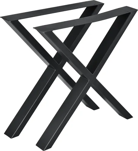 Tischgestell 'Greith' 2er-Set X-Form Schwarz - Tischbeine im 2er-Set aus robustem pulverbeschichtetem Stahl, ideal für individuelle Möbelgestaltungen. Langlebig, pflegeleicht und inklusive Montagematerial.