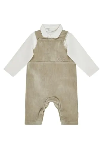 Sterntaler Jungen Latzhose Hund Lucky, steingrau, 68 - Hosen für Baby-Jungen – Weiche Nicki-Latzhose mit liebevoller Hund Lucky Stickerei und passendem Langarmshirt, ideal für bequemen Sitz und einfaches Wickeln.