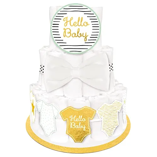 amscan Diaper Cake Decoration Set Hello Baby 4 Teile