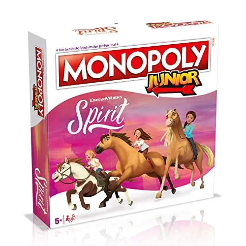 Winning Moves - Monopoly Junior - Spirit: Gesellschaftsspiel für die ganze Familie - Gesellschaftsspiel für 2-6 Spieler ab 5 Jahren, im einzigartigen Spirit Design. Fördert spielerisch den Umgang mit Geld und sorgt für einen unterhaltsamen Spieleabend.