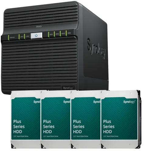 Synology DiskStation DS423 NAS-Server mit 4x 8 TB Festplatten - 4-Bay NAS-Server für effiziente Datenverwaltung, inklusive 4x 8 TB Festplatten für großzügigen Speicherplatz und zuverlässige Leistung.