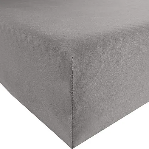 REDBEST Jersey-Stretch Spannbettlaken San Francisco 100% Baumwolle, grau Größe 90x190 cm - 100x200 cm - weiche Qualität, bügelfrei, Rundumgummi, bis 20 cm Höhe