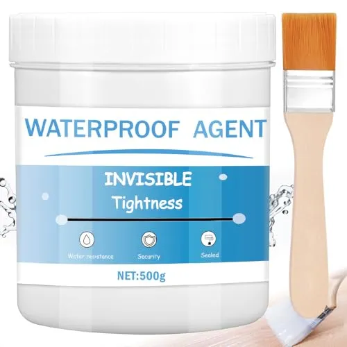 BBLTIFF Dichtmasse Wasserdicht, 500g Transparenter Wasserdichter Beschichtungsmittel Mit Pinsel, Wasserfester Kleber, Wasserdichte Lsolier-Dichtstoff-Emulsion für Badezimmer, Fliesen, Wände