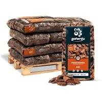 GALAMIO Pinienrinde Deko Plus – 12-Stück Palette - Hochwertiger Rindenmulch aus Mittelmeerkiefer, dekorativ und funktional. Schützt den Boden vor Witterungseinflüssen und verbessert die Bodenqualität über 24 Monate. Ideal für Gärten und Landschaften.
