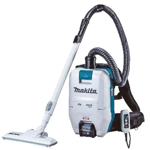 Makita Rucksacksauger VC008GZ, Akku Rucksackstaubsauger 40 Volt - Trockensauger mit bis zu 110 Minuten Laufzeit, ideal für mobiles Arbeiten. Ausgestattet mit HEPA-Filter und LED-Arbeitslicht für optimale Sicht.