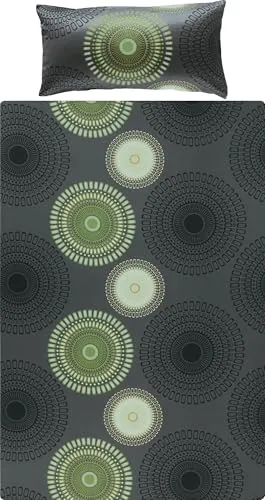 REDBEST Mako-Satin Bettwäsche Set, 2-teilig in anthrazit-grün - Bettwäsche-Set aus 100% Baumwolle im eleganten Kreise-Design, pflegeleicht und bei 60°C waschbar – ideal für einen stilvollen Schlaf.