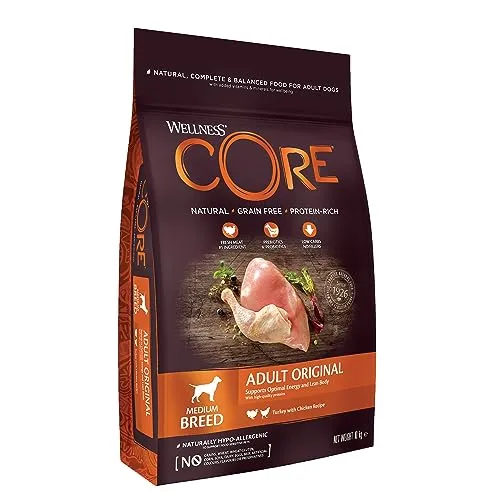 Wellness CORE Original Hundefutter - Trockenfutter für ausgewachsene Hunde, 10 kg, getreidefrei und zuckerfrei, mit hohem Fleischanteil für optimale Gesundheit und Energie