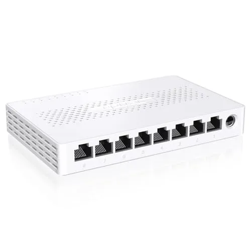 Tenda SE108 2.5 Gbit Switch 8 Port, Unmanaged 2.5GB Netzwerk Switch LAN Splitter (Plug-and-Play Ethernet Switch, Lüfterlos, Desktop-/Wandmontage, Ideal für 2,5G NAS, Server, WiFi 6/7 AP, Gaming-PC)