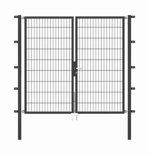 Alberts Gartentor Flexo Plus, anthrazit, 2000x1800mm - Zauntor aus feuerverzinktem Stahl mit Kunststoffbeschichtung, langlebig und korrosionsbeständig. Ideal für sicheren Zugang zu Ihrem Grundstück - perfekt für Fahrzeuge und Fußgänger.