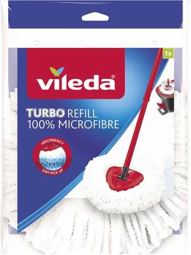 Vileda Ersatzmop Easy Wring & Clean - Hochwertiger Wischkopf - Reinigungstücher für alle Hartböden, entfernt über 99% der Bakterien nur mit Wasser und hält bis zu 6 Monate. Ideal für gründliche und chemiefreie Reinigung.