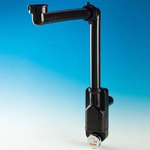 SO-TECH® Raumsparsiphon 32 - 40 mm für Küche und Bad - Raumspar-Siphon in Schwarz mit Reinigungsöffnung, ideal für platzsparende Installationen in Küche und Bad.