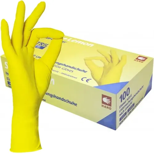 Style Lemon Nitrilhandschuhe, puderfrei, gelb 01189-L , 1 Packung = 100 Stück, Größe L