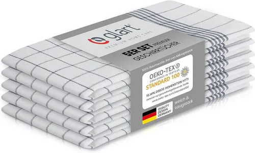 Glart Geschirrtuch 48KG1 5er Set Geschirrtücher Küchentücher 50x70 cm OEKO-TEX grau Karo