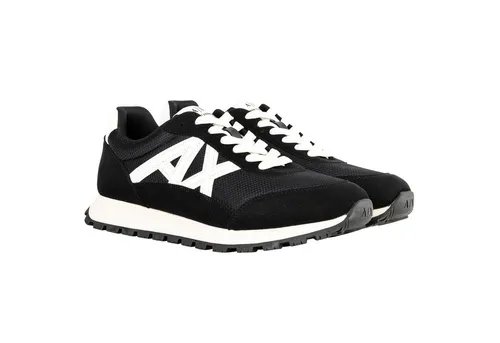 AX ARMANI EXCHANGE Herren Sneaker - Retro-Style in Schwarz/Weiß EU 43 - Sneaker für Herren im sportlichen Retro-Style mit bequemer Gummisohle und hochwertigem Material-Mix aus Mesh und Microsuede. Ideal für jeden Tag!