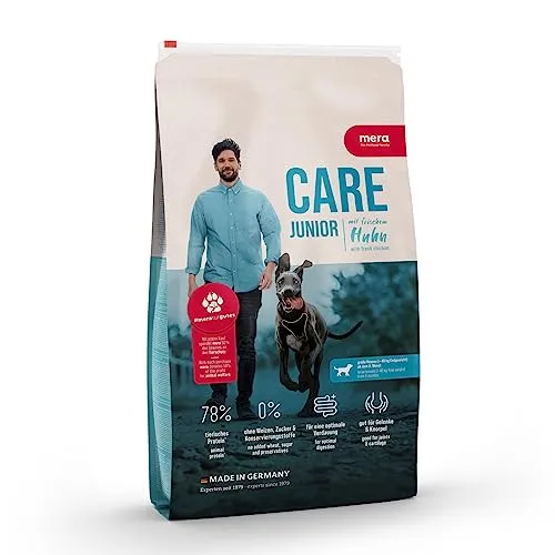 Mera Dog Care Junior Huhn 10kg - Hundefutter für Junghunde großer Rassen, mit 78% tierischem Protein für gesundes Wachstum, ohne Weizen und Konservierungsstoffe.
