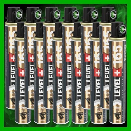 Gaskartuschen 12Stk. für Nagler RM165 - Tacker-Zubehör: 12 grüne Ersatzgas-Kartuschen mit 80ml, optimal für zuverlässige Nagelarbeiten und hohe Effizienz beim Arbeiten.