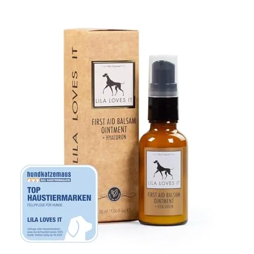 Wundsalbe für Hunde – FIRST AID BALSAM mit Aloe Vera und pflanzlichen Ölen - Rezeptfreie Medikamente: Natürliche Wundsalbe zur Regeneration irritierter Haut, spendet Feuchtigkeit und lindert Juckreiz mit Hyaluron und Zink.