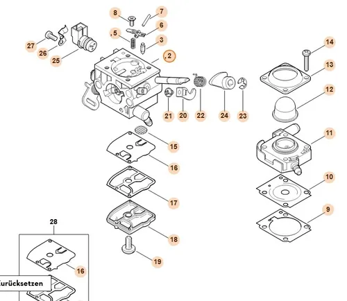 Original STIHL Vergaser 4147/22 FS360C-EM - Motorteile, hochwertiger Vergaser für optimale Leistung und Effizienz Ihres STIHL Geräts.