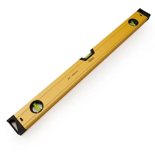 Wasserwaage 60 cm magnetisch, für Profi und Heimwerker geeignet, Magnetwasserwaage mit drei Libellen und 60cm Lineal, aus Aluminium (60cm)