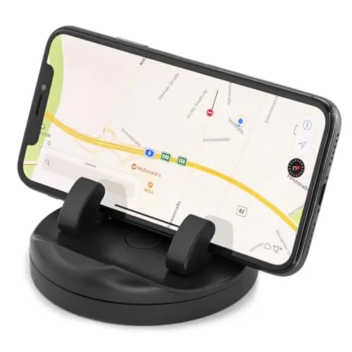 MidGard Universal Armaturenbrett Autohalterung für Smartphones, Navi drehbar um 360 Grad - Maximale Flexibilität mit 360-Grad Drehbarkeit für optimale Sicht. Die kompakte Halterung passt sich jedem Fahrzeugdesign an und lässt sich einfach installieren, um Navigation und Anrufe sicher zu unterstützen.
