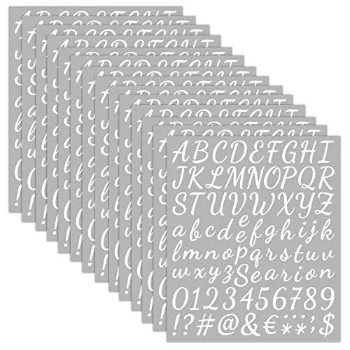 Stück 14 Blätter Selbstklebende Buchstaben Aufkleber Weiß Vinyl Klebebuchstaben Wetterfest Alphabet Nummern für DIY Scrapbook Grußkarte 1176