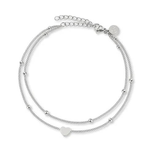 GD GOOD.designs Fußkettchen Herz Silber für Damen in silber von GD GOOD.designs