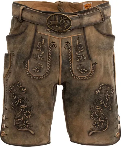Maddox Herren Lederhose MITTELBERG Hellbraun 54 - Trachtenlederhose für Herren, hochwertiges Leder, ideal für traditionelle Anlässe und Oktoberfest.