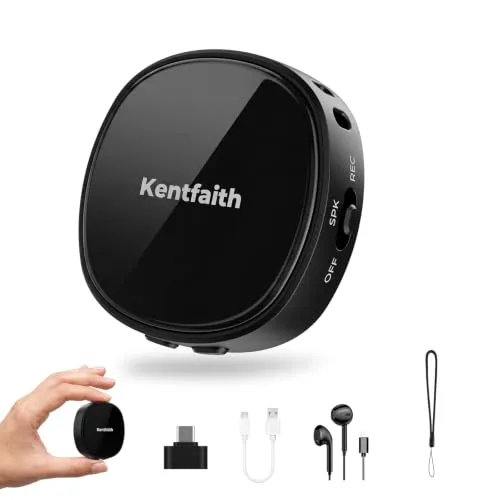 Kentfaith 64GB Diktiergerät Mini Magnetisch VOA mit USB-C-Anschluss | One-Touch-Diktiergeräte,DSP-Rauschunterdrückung,25 Stunden Akkulaufzeit,Voice Recorder Mini für Meetings Interviews Vortrag