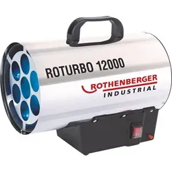 Rothenberger Industrial Gas Heizkanone RoTurbo 12000 - Heizkesselgebläse mit 13,3 kW Leistung, ideal für wettergeschützte Außenbereiche. Mit Piezo-Zündung und Sicherheitsfunktionen für höchste Qualität und Sicherheit.
