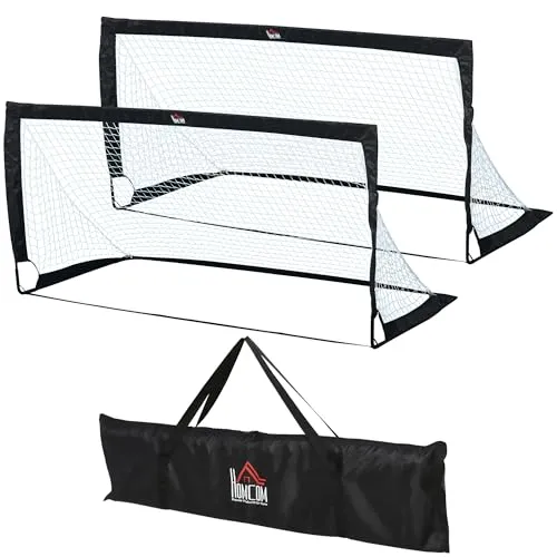 HOMCOM Fußballtor Metall, Oxfordstoff - Fußballtor aus robustem Metall und Oxfordstoff, ideal für spannende Outdoor-Aktivitäten und perfekt für Familien und Freunde. Leicht und tragbar für unvergessliche Fußballpartien im Freien.