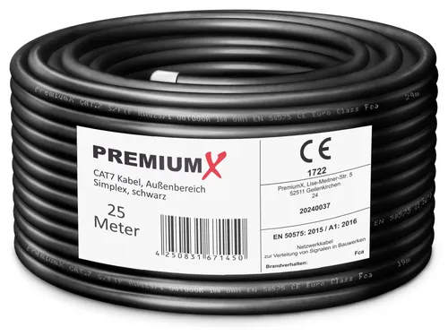 Premium X CAT 7 Outdoor Netzwerkkabel 25m S/FTP – Hochgeschwindigkeit und Wetterfest