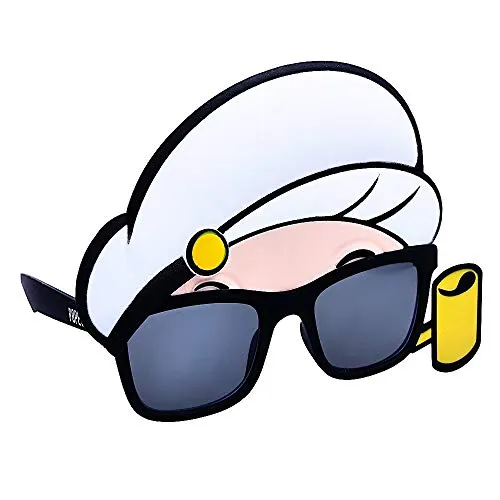 Sun-Staches Offizielles Lizenzprodukt von Popeye, Seemanns-Party-Sonnenbrille, UV400, schwarz, Standard (HWSG3505)