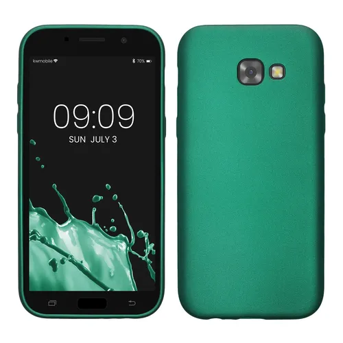 kwmobile Handyhülle für Samsung Galaxy A5 (2017) Hülle - Silikon Case metallisch schimmernd - Schutzhülle Cover - Metallic Dunkelgrün