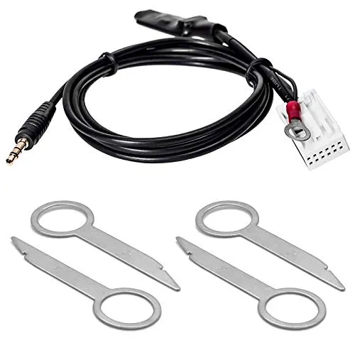 Set Entriegelung Bügel & AUX Interface Adapter Kabel - Autoradios - Ermöglicht den Anschluss externer Audioquellen mit einfachem Plug & Play. Kompatibel mit Herstellerradios und 100cm Kabel für flexible Nutzung.